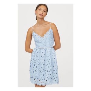 NWT H&M Light blue floral lace eyelet mini dress